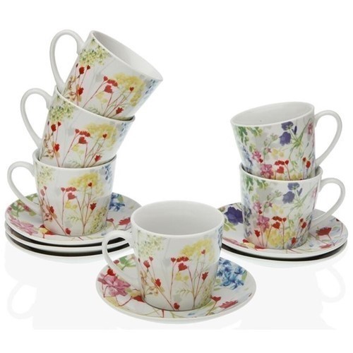 SET 6 TAZAS TE VERSA BLUME C/PLATOS